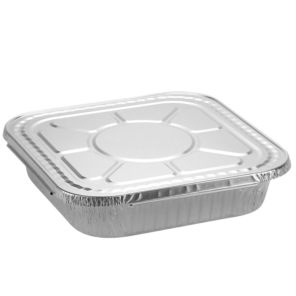 8" Square Aluminum Pans with Foil Lids – Disposable Baking Trays for Catering & Meal Prep [Wholesale Pricing]