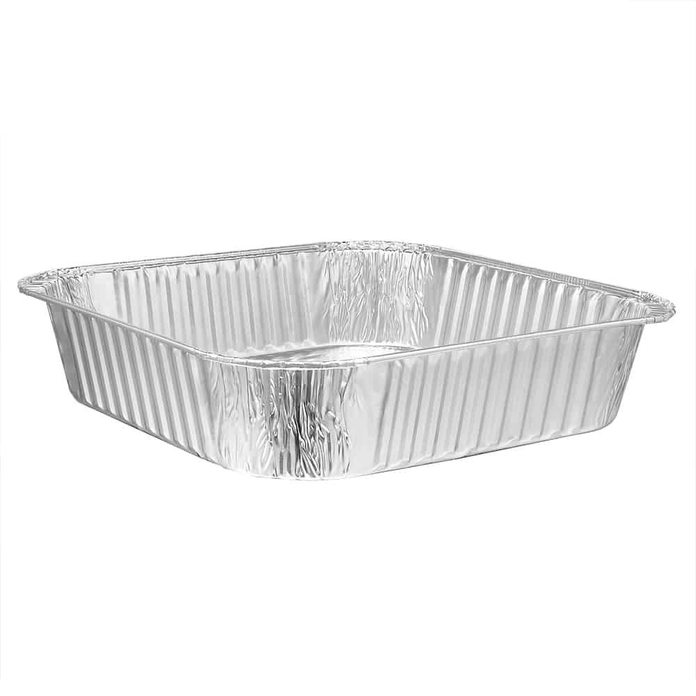 Heavy Duty Aluminum Foil Square Pan 8.5" L X 8.5" W X 1.87" D - King Zak