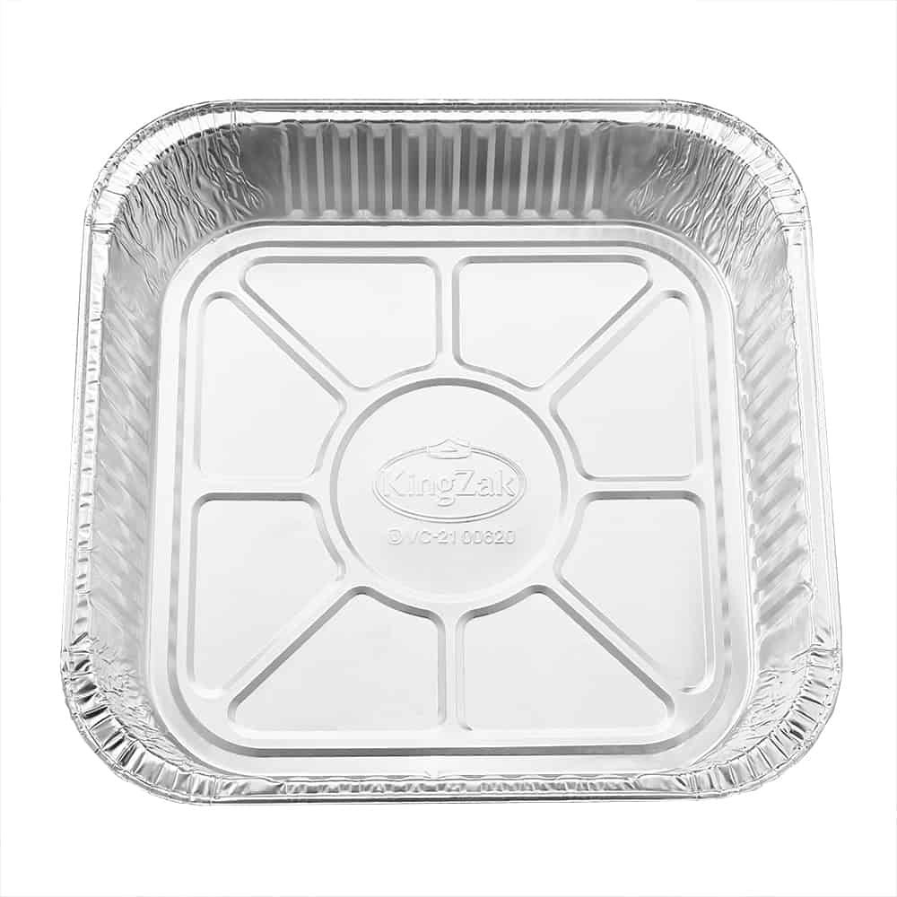 Heavy Duty Aluminum Foil Square Pan 8.5" L X 8.5" W X 1.87" D - King Zak