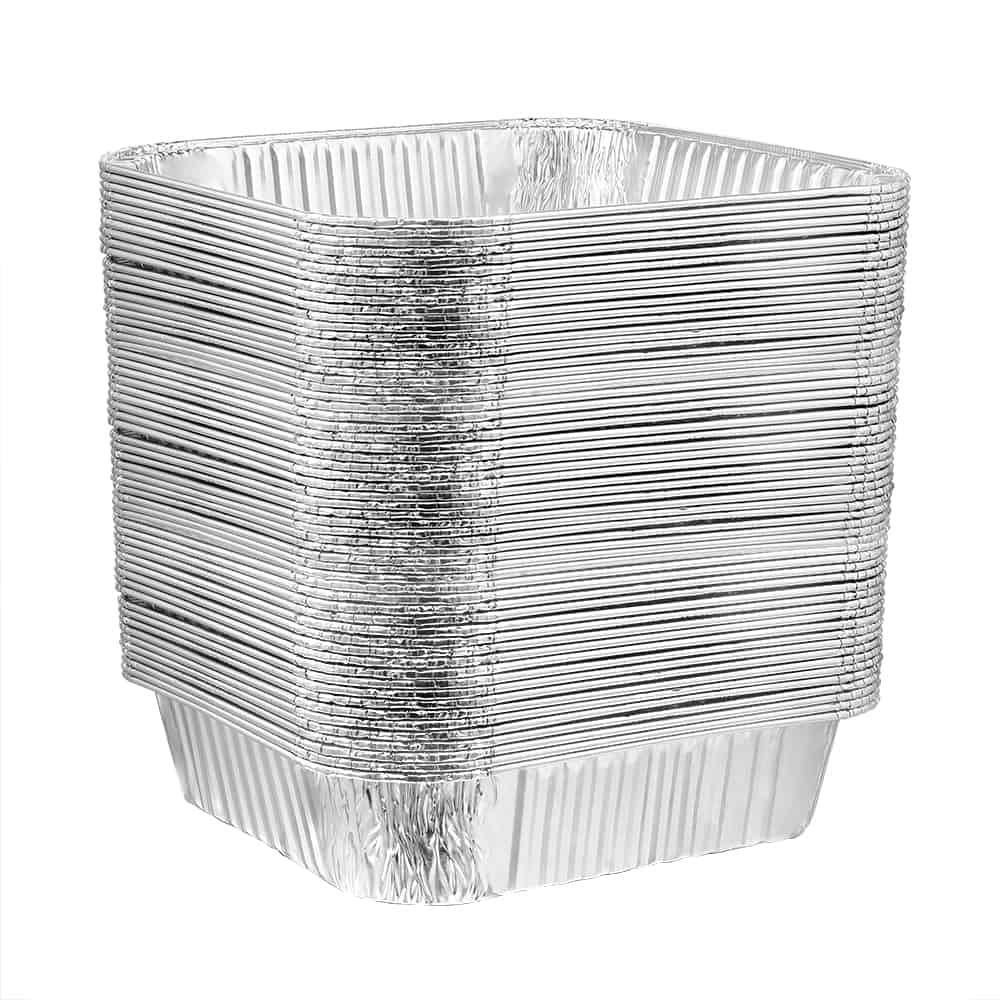 Heavy Duty Aluminum Foil Square Pan 8.5" L X 8.5" W X 1.87" D - King Zak