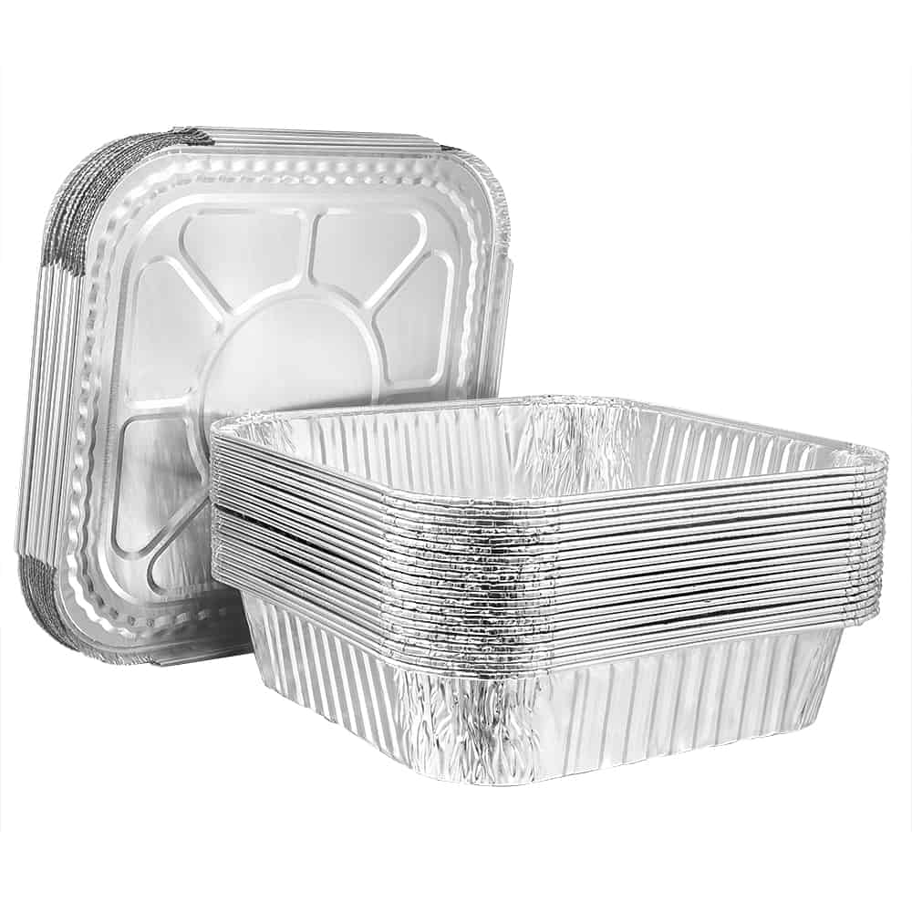 Heavy Duty Aluminum Foil Square Pan 8.5" L X 8.5" W X 1.87" D - King Zak