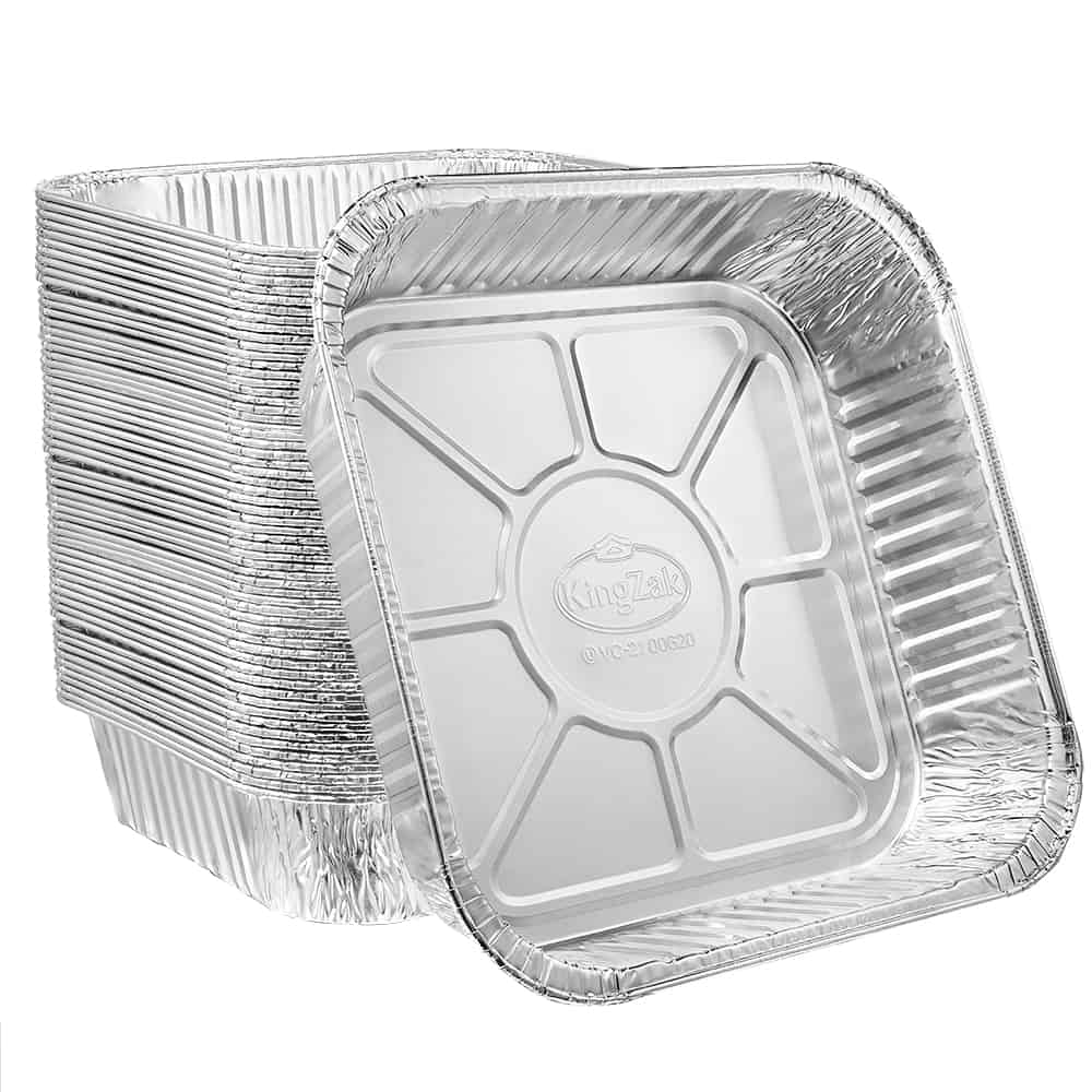 Heavy Duty Aluminum Foil Square Pan 8.5" L X 8.5" W X 1.87" D - King Zak