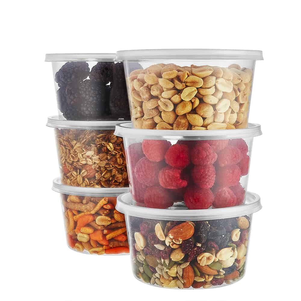 Premium Heavy Duty Plastic Microwaveable, Stackable 16oz Deli Containers with Airtight Lid