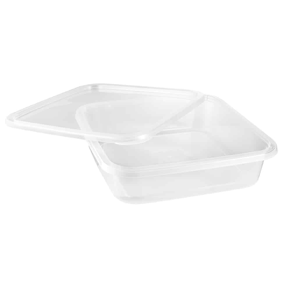 Premium Heavy Duty Plastic, Square, Microwaveable, Stackable 80oz Lunch/Dinner Containers with Airtight Lids - King Zak