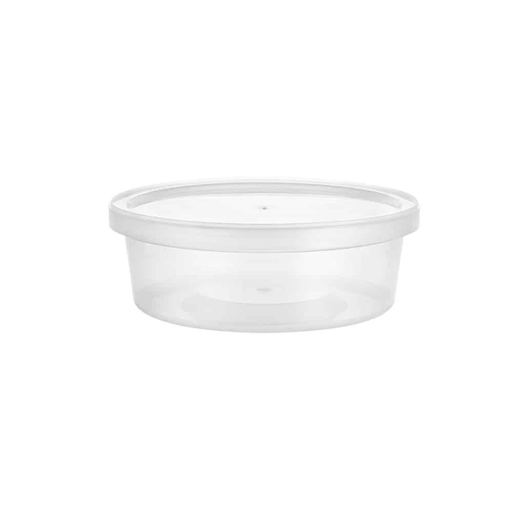 Premium Heavy Duty Plastic Microwaveable, Stackable 8oz Deli Containers with Airtight Lid - King Zak