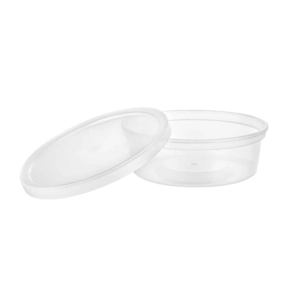 Premium Heavy Duty Plastic Microwaveable, Stackable 8oz Deli Containers with Airtight Lid - King Zak