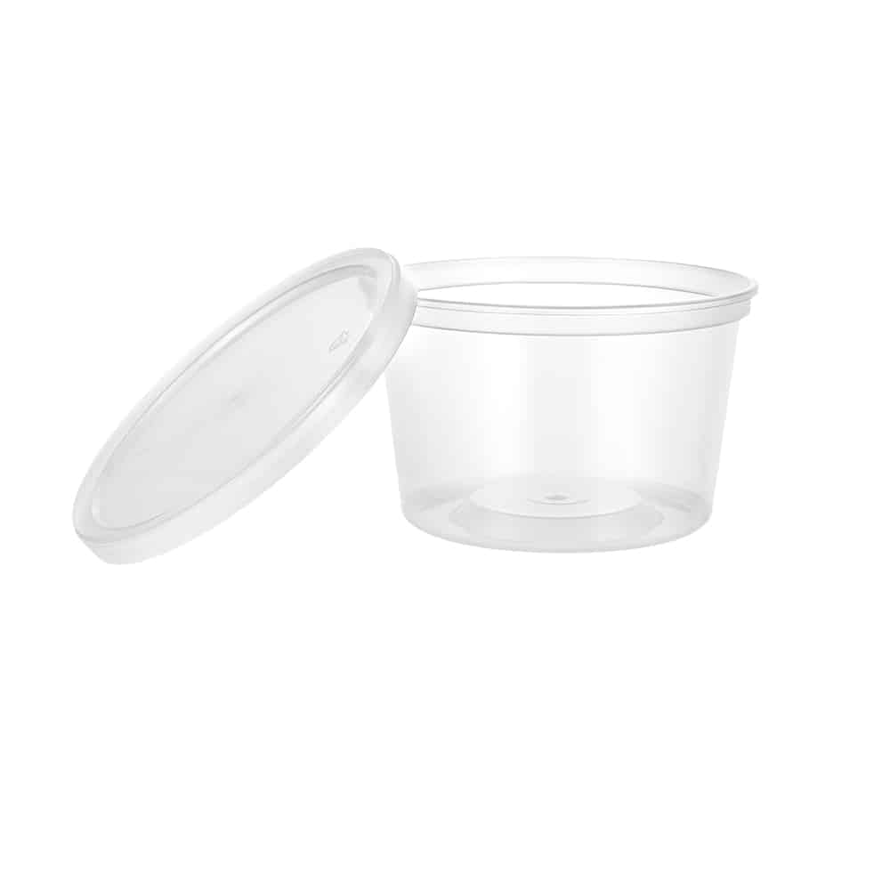 Premium Heavy Duty Plastic Microwaveable, Stackable 16oz Deli Containers with Airtight Lid