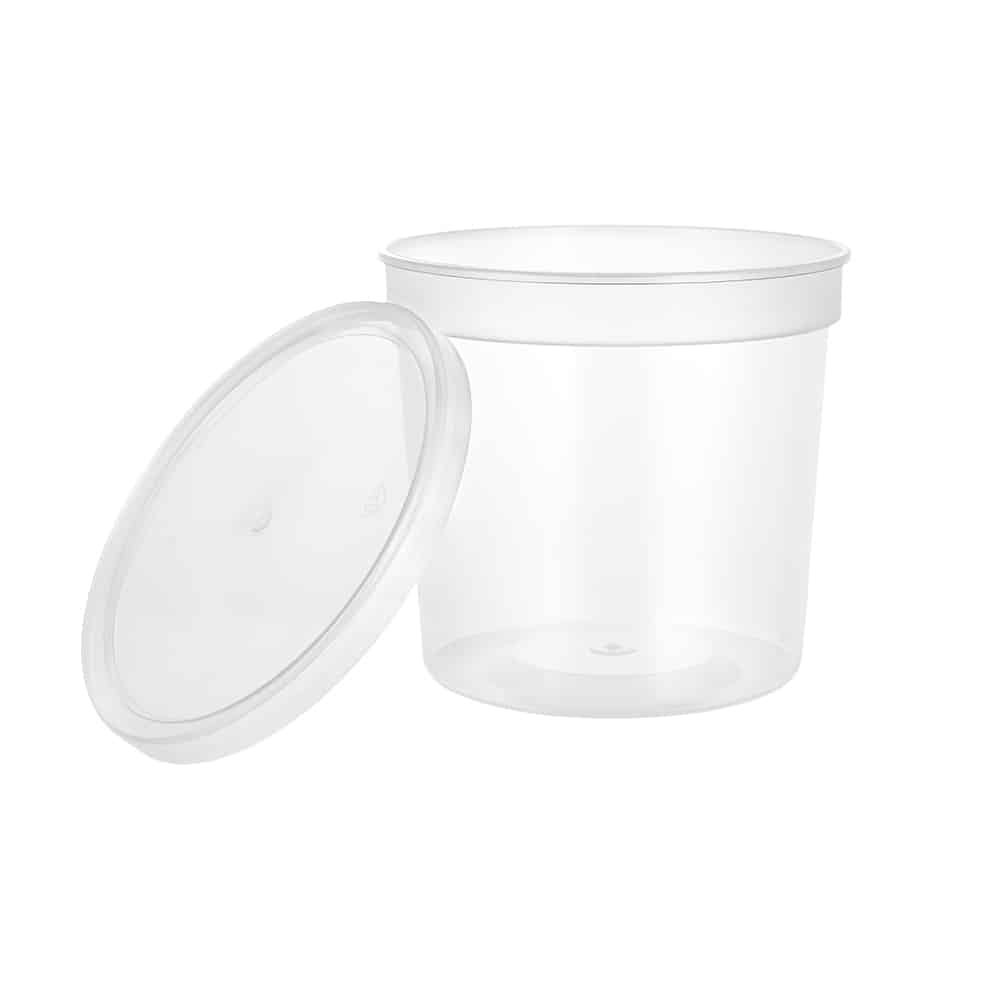 Premium Heavy Duty Plastic Microwaveable, Stackable 24oz Deli Containers with Airtight Lid