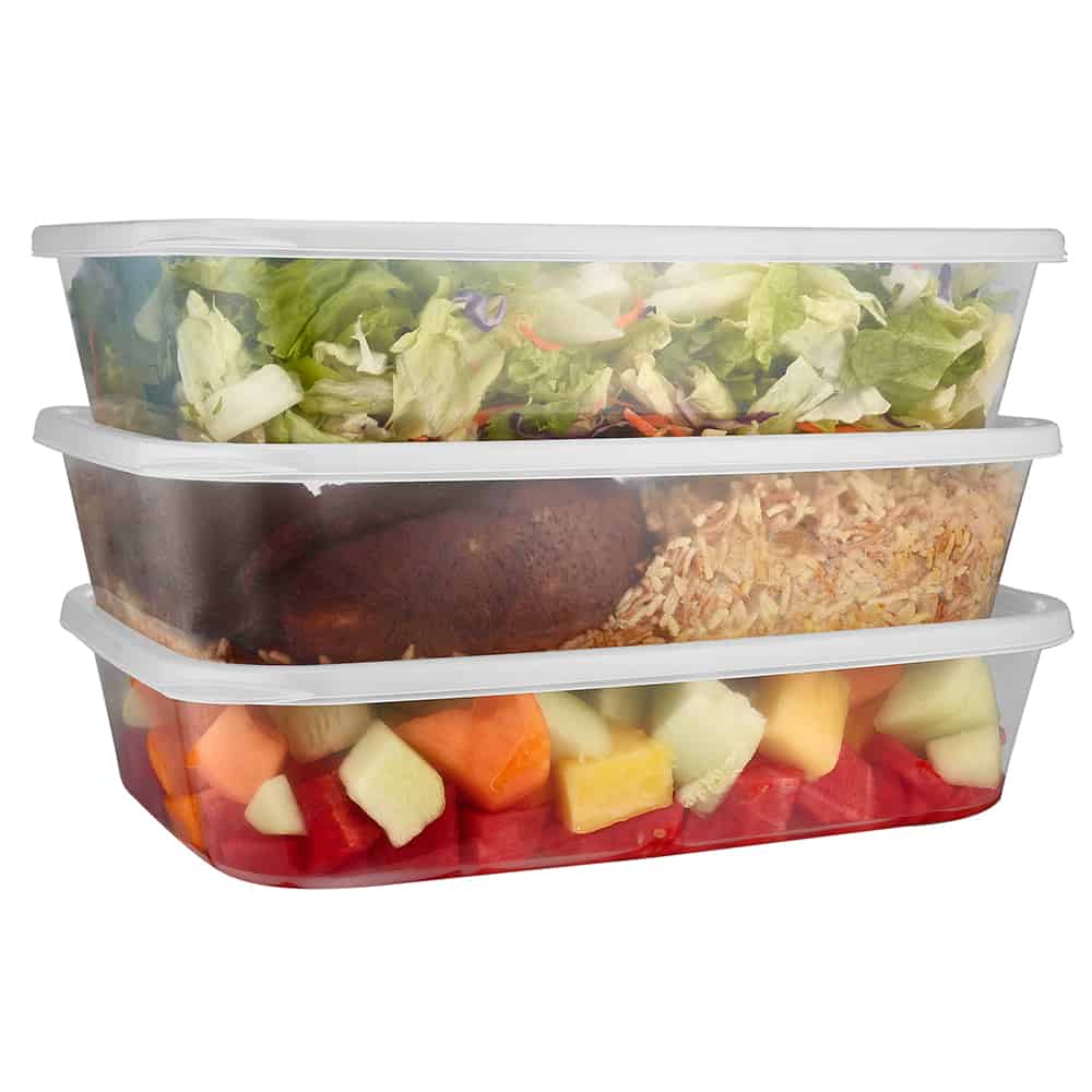 Premium Heavy Duty Plastic Microwaveable, Stackable 9"x13" Lunch/Dinner Containers with Airtight Lid