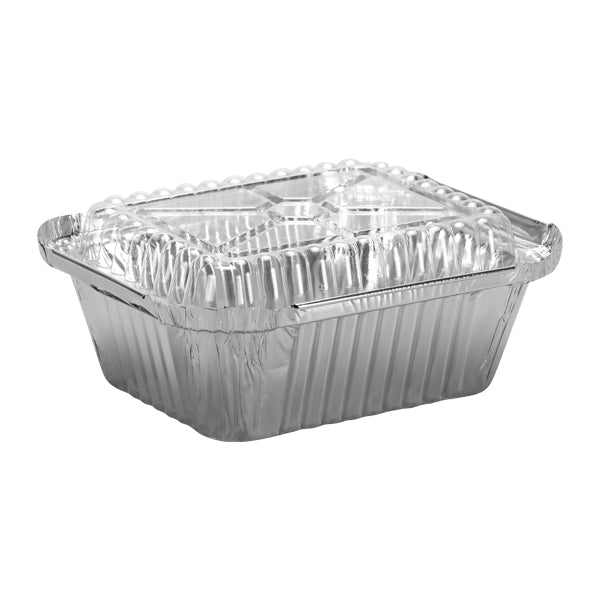 1 lb Aluminum Pan with Dome Lid – Durable, Disposable Foil Container for Takeout, Baking & Meal Prep