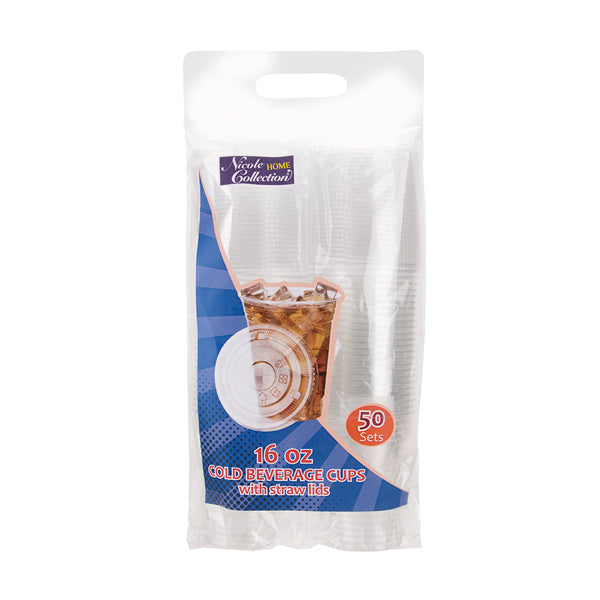 12oz Clear PET Plastic Cups with Straw Lids