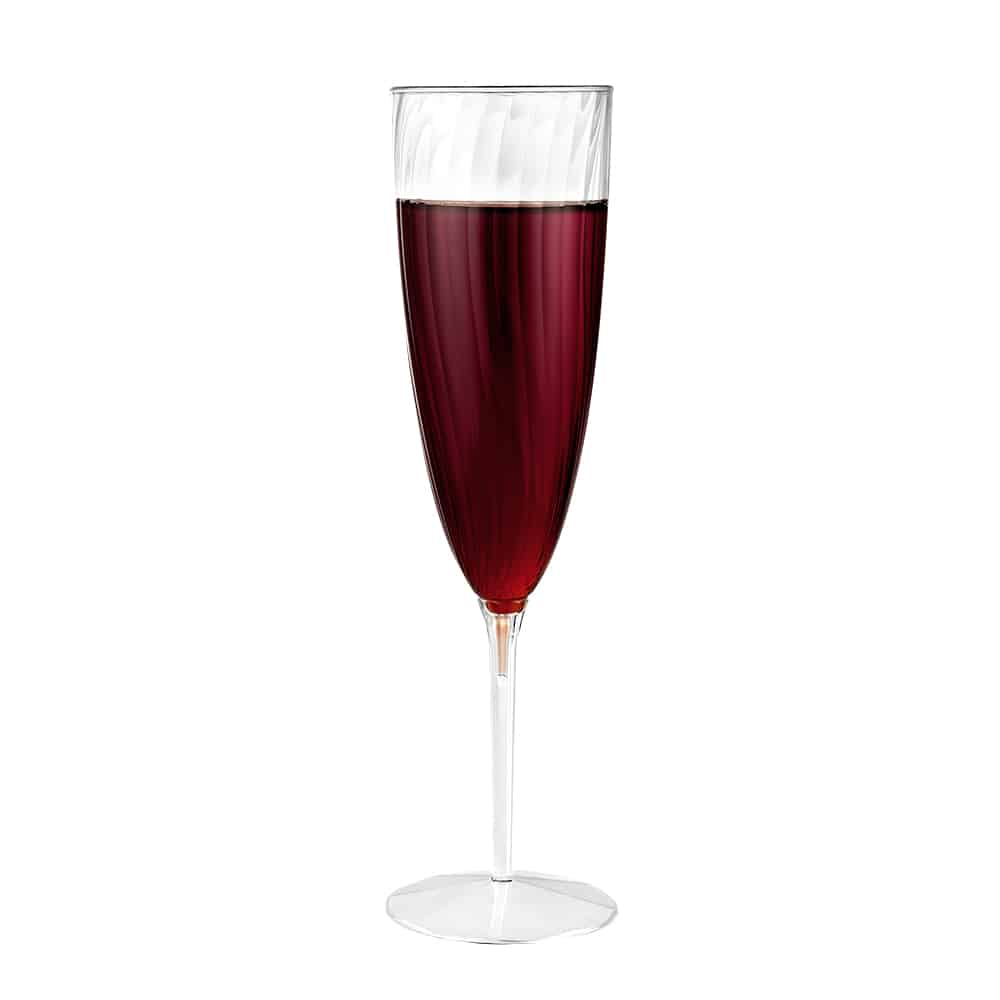 Premium Plastic champagne flute full of wine