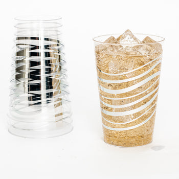 12 oz Clear Tumbler with Waves Design Silver