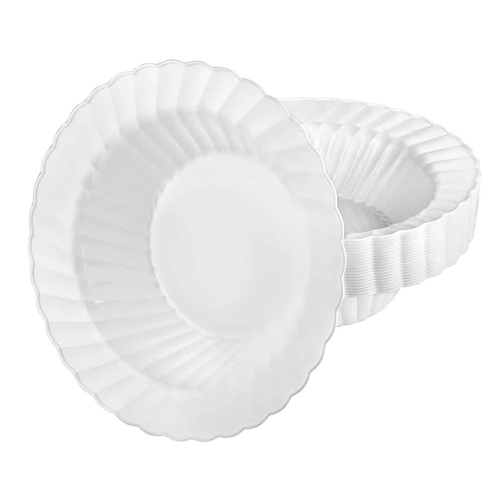 Scalloped Pearl Premium Plastic Round Dinnerware