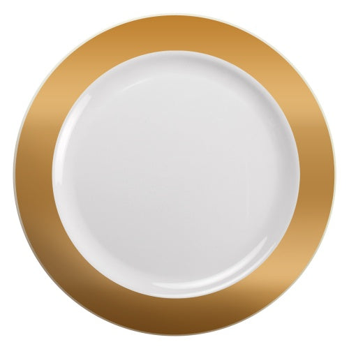 Magnificence Gold Rim Premium Plastic Round Dinnerware: 14 oz bowls