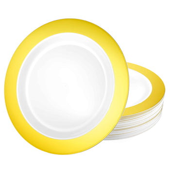 Magnificence Gold Rim Premium Plastic Round Dinnerware - King Zak