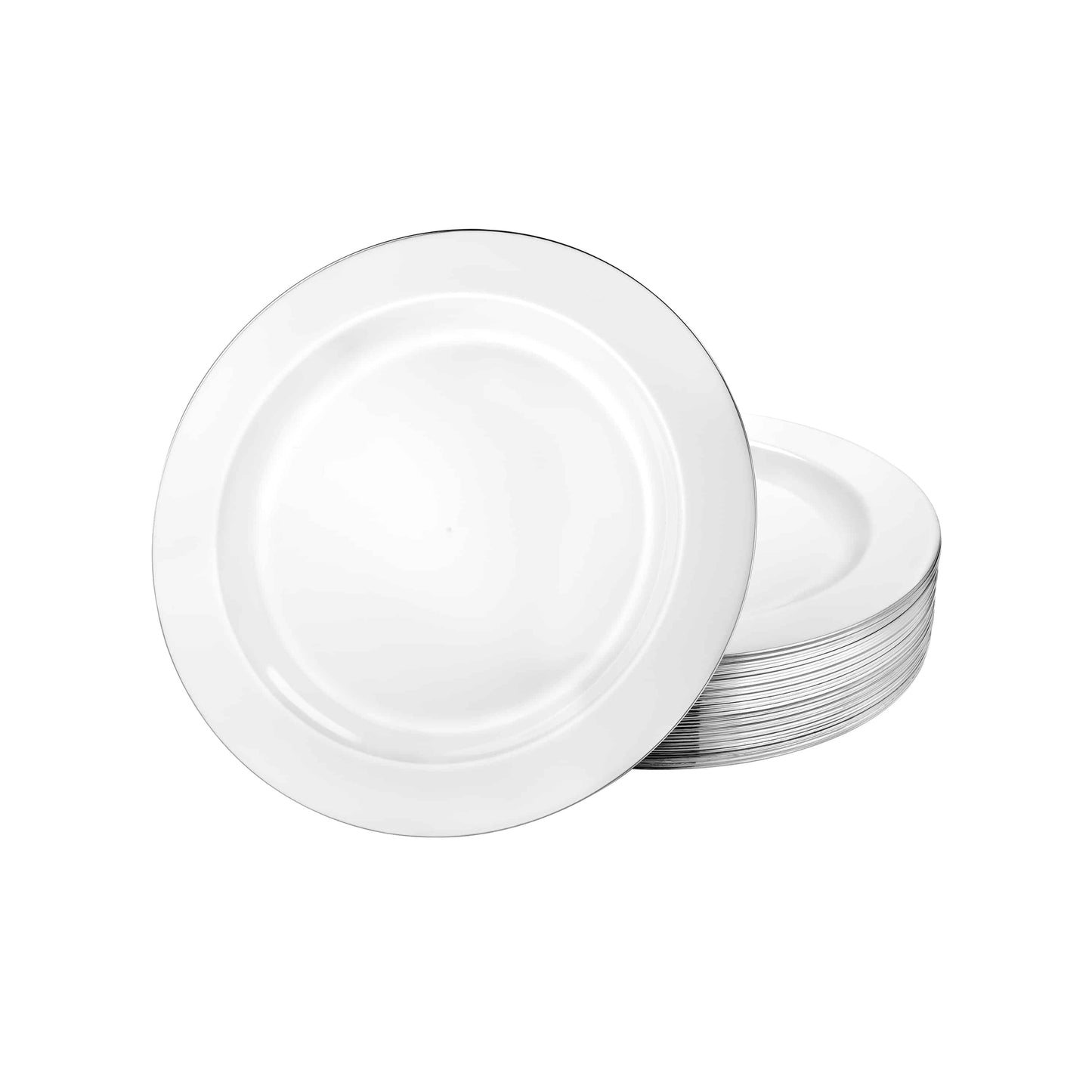 Magnificence Silver Edge Premium Plastic Round Dinnerware - King Zak