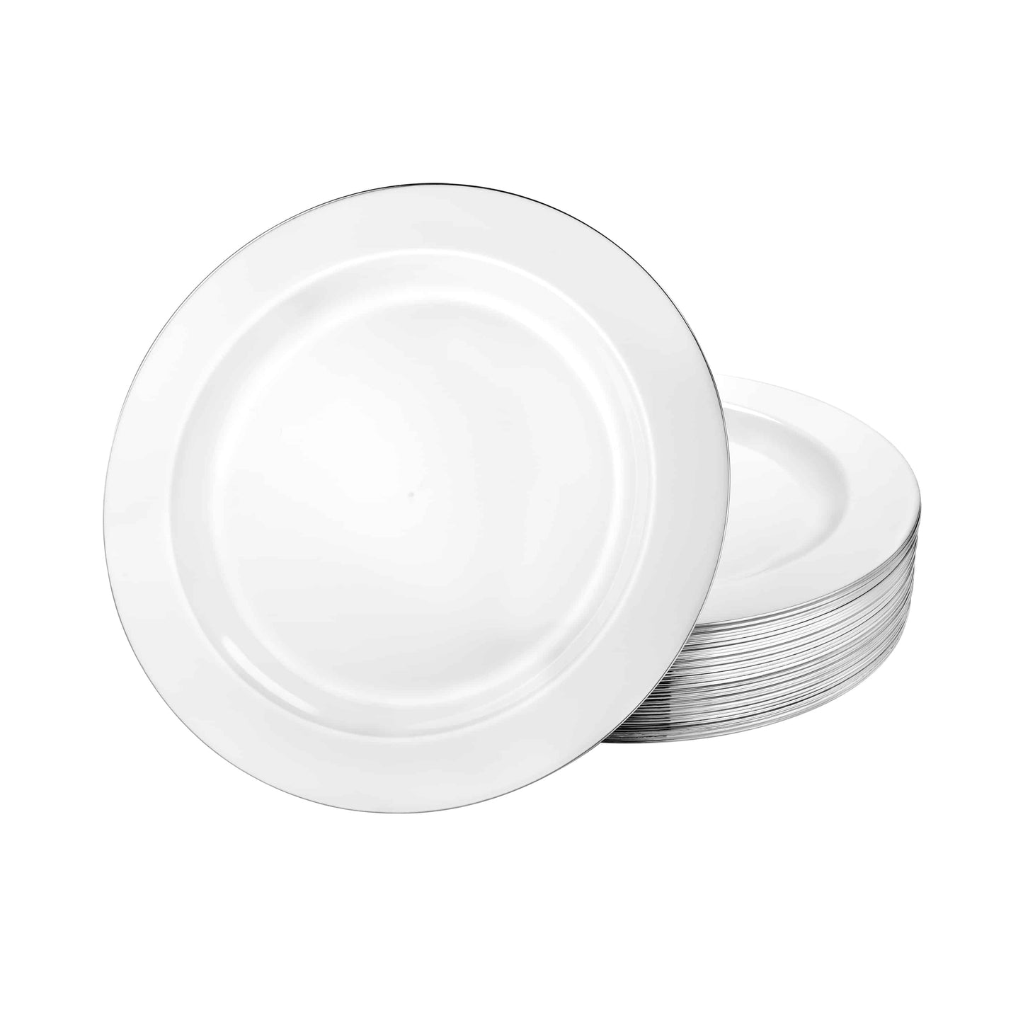 Magnificence Silver Edge Premium Plastic Round Dinnerware - King Zak