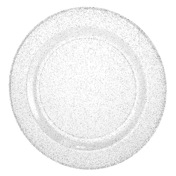 Glitter Premium Plastic Round Plate Sliver