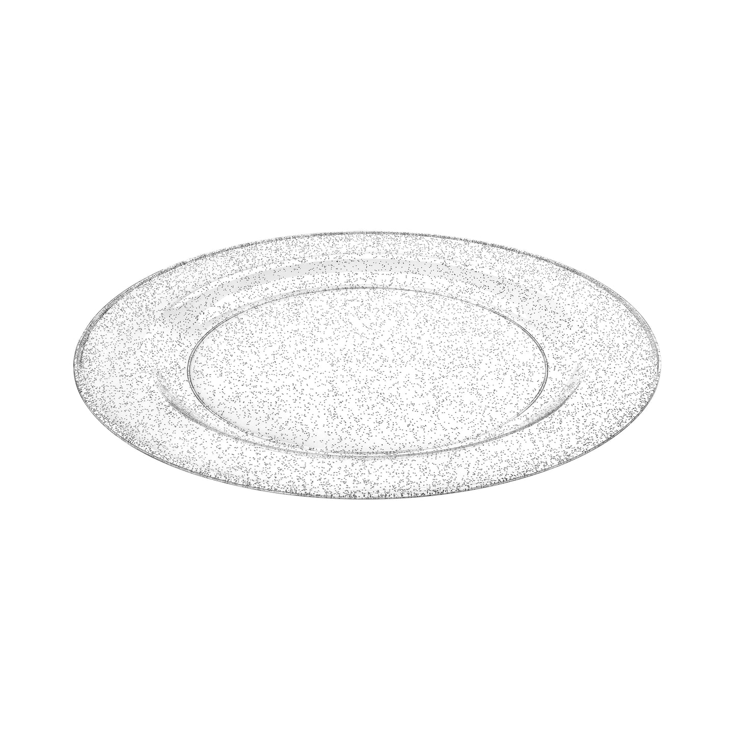 Glitter Premium Plastic Round Plate Sliver