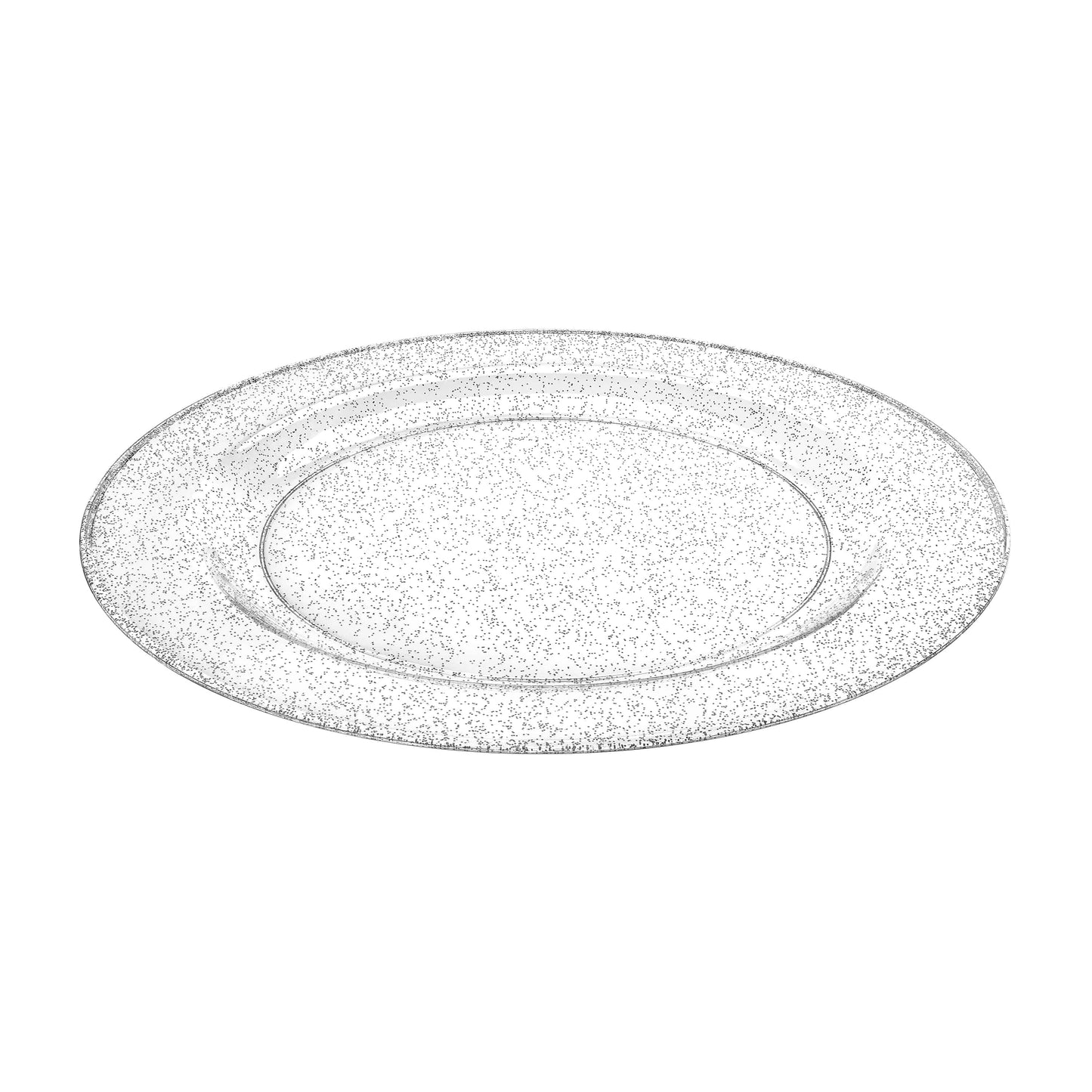 Glitter Premium Plastic Round Plate Sliver