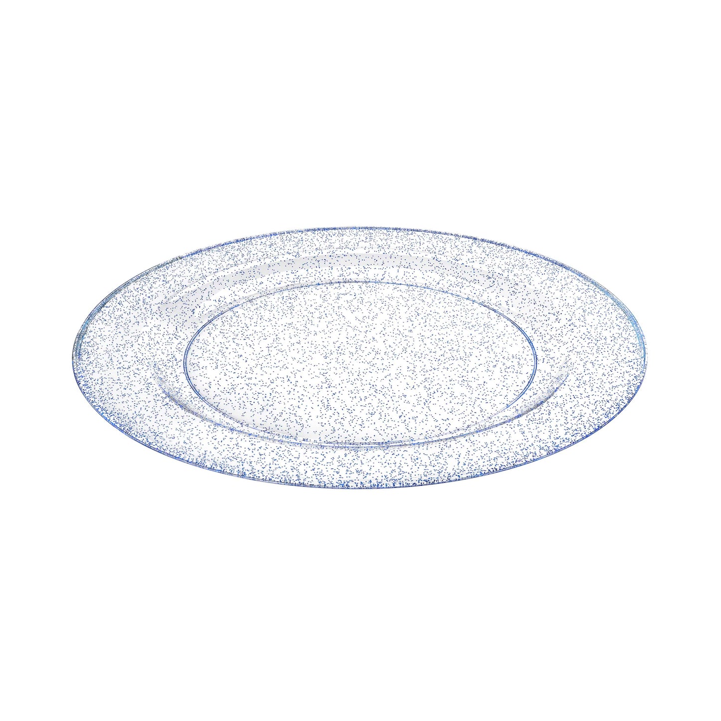 Glitter Premium Plastic Round Dinnerware - Blue Plate