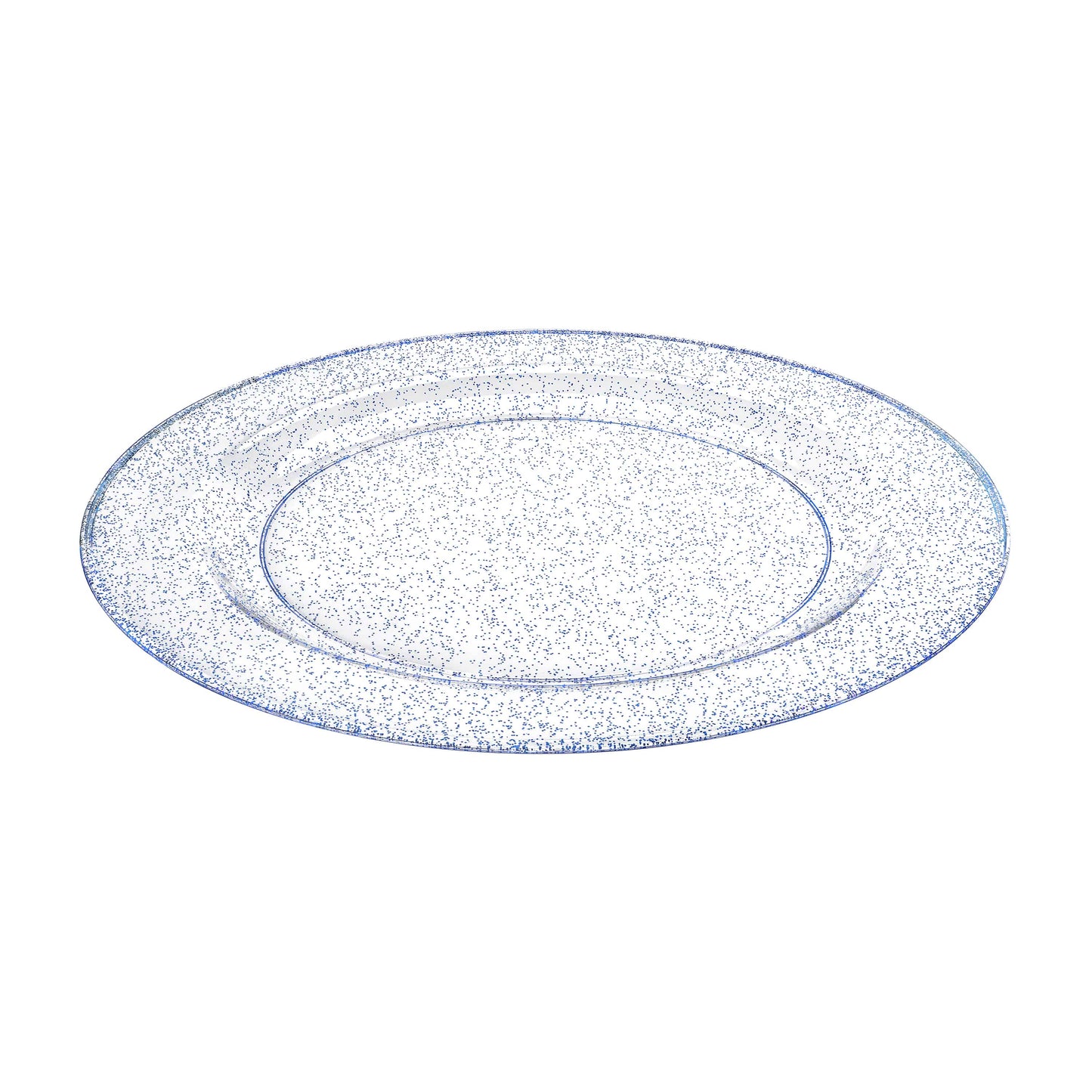 Glitter Premium Plastic Round Dinnerware - Blue Plate