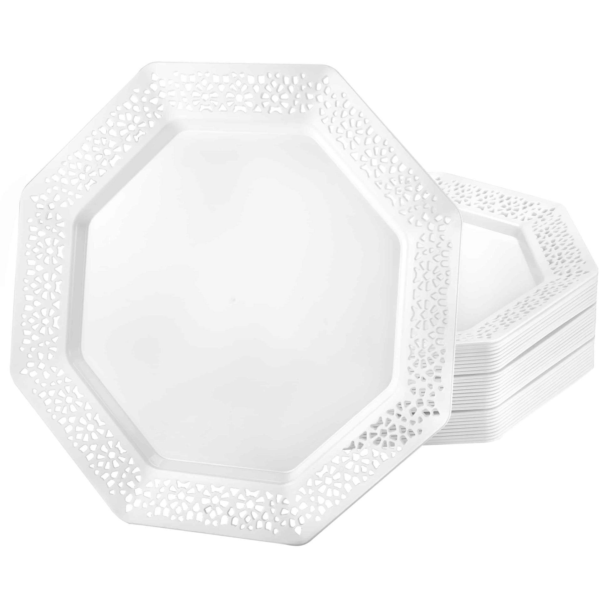 Lacetagon Premium Plastic Octagonal Dinnerware: 7.25" plate