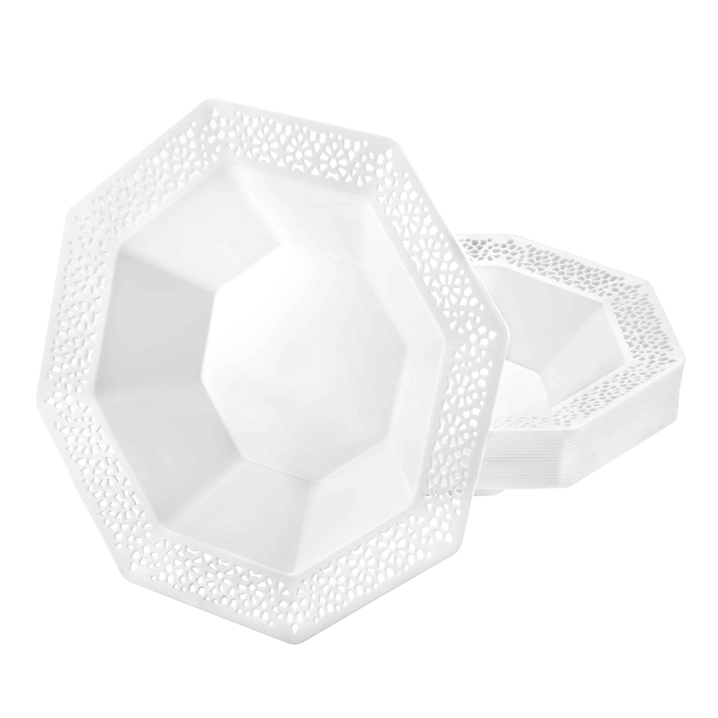 Lacetagon Premium Plastic Octagonal Dinnerware Bowl - King Zak