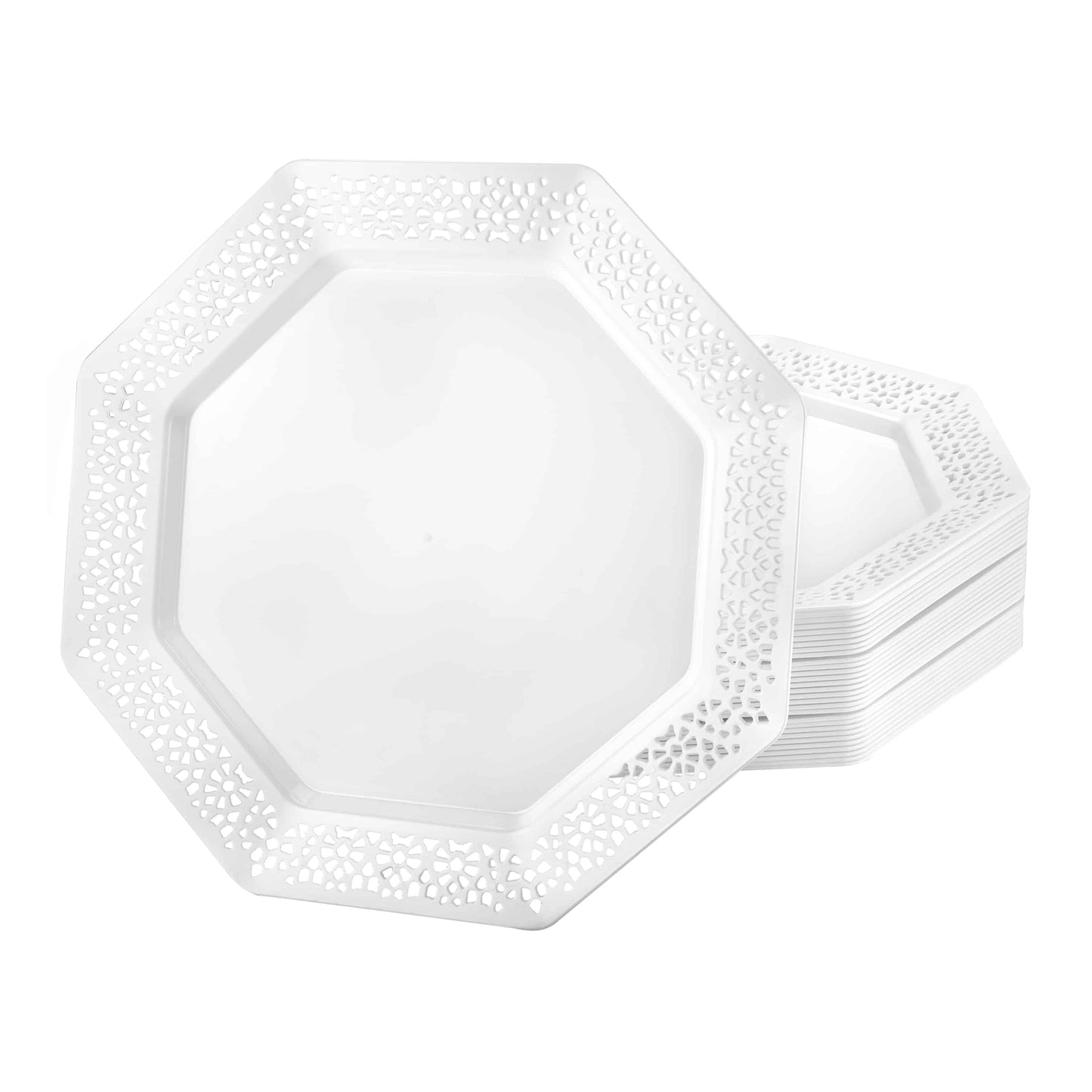 Lacetagon Premium Plastic Octagonal Dinnerware Plate - King Zak