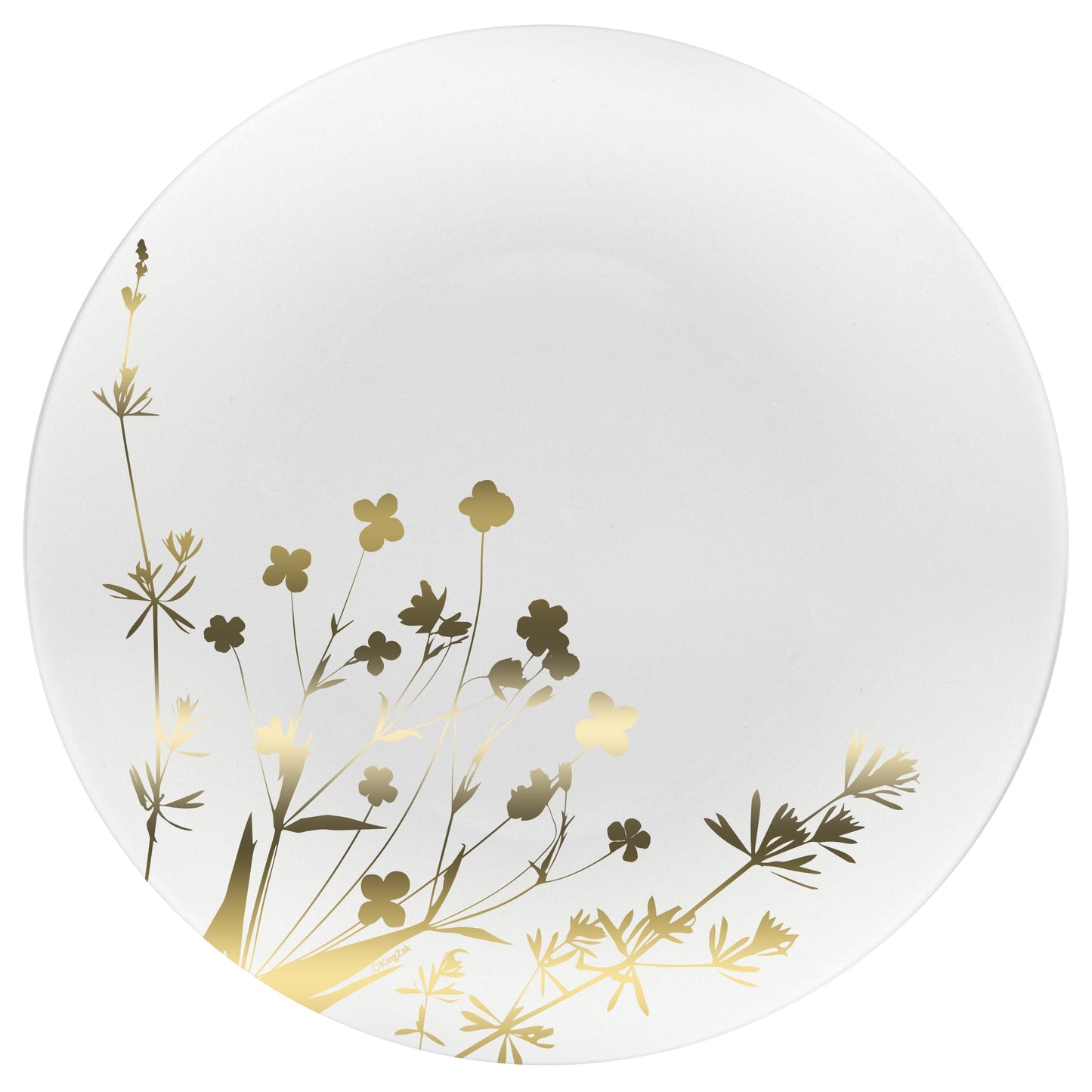 Contemporary Wildflower Premium Plastic Round  Plate Gold