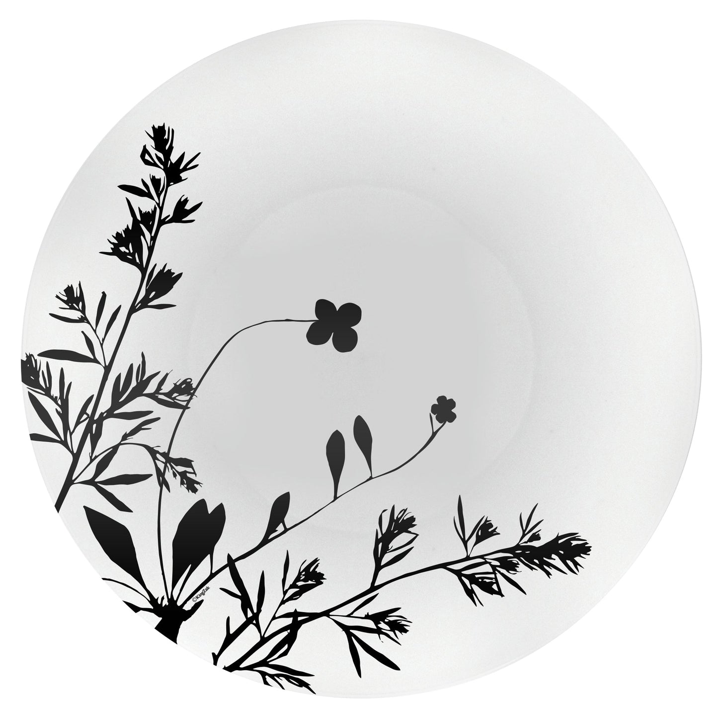 Contemporary Wildflower Premium Plastic Round Plate Black