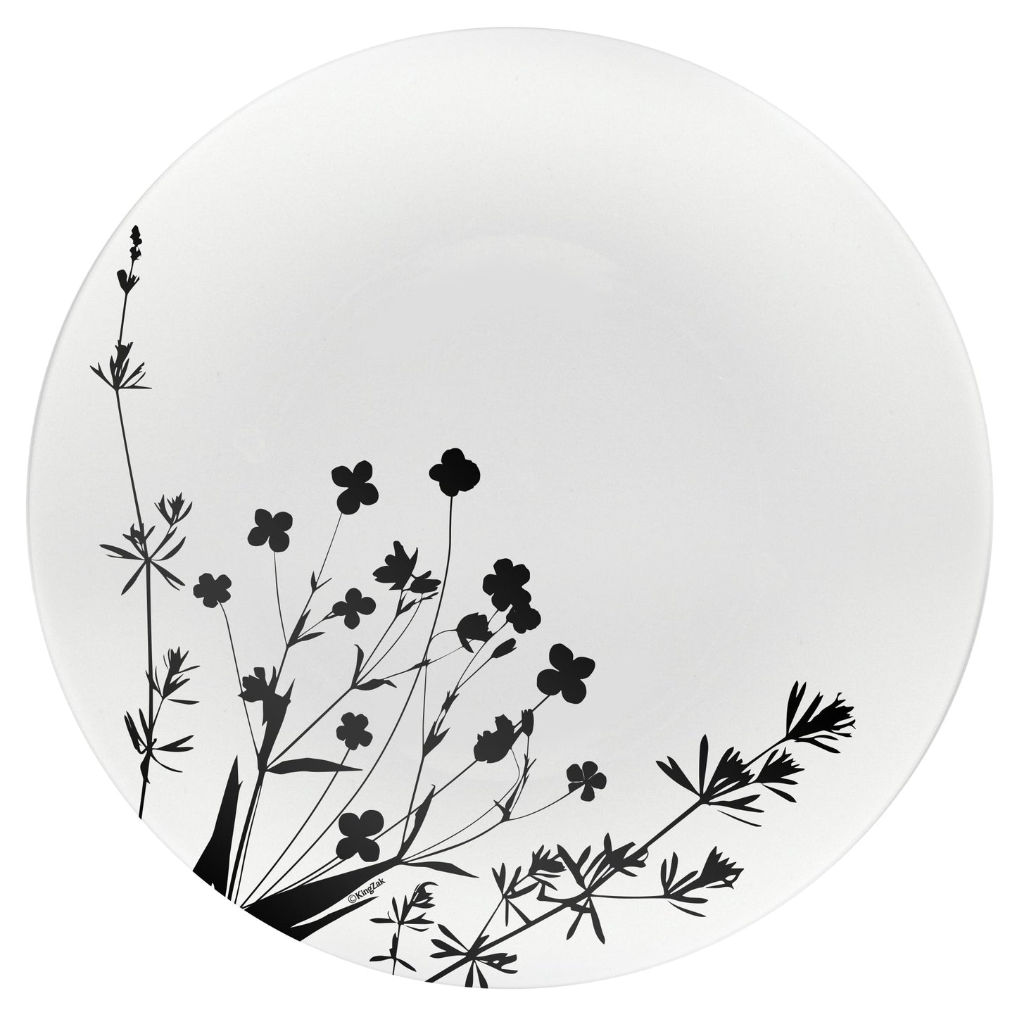 Contemporary Wildflower Premium Plastic Round Plate Black