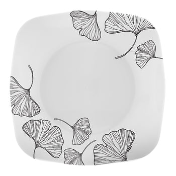 Gingko Premium Plastic Retro Square Dinnerware -Black