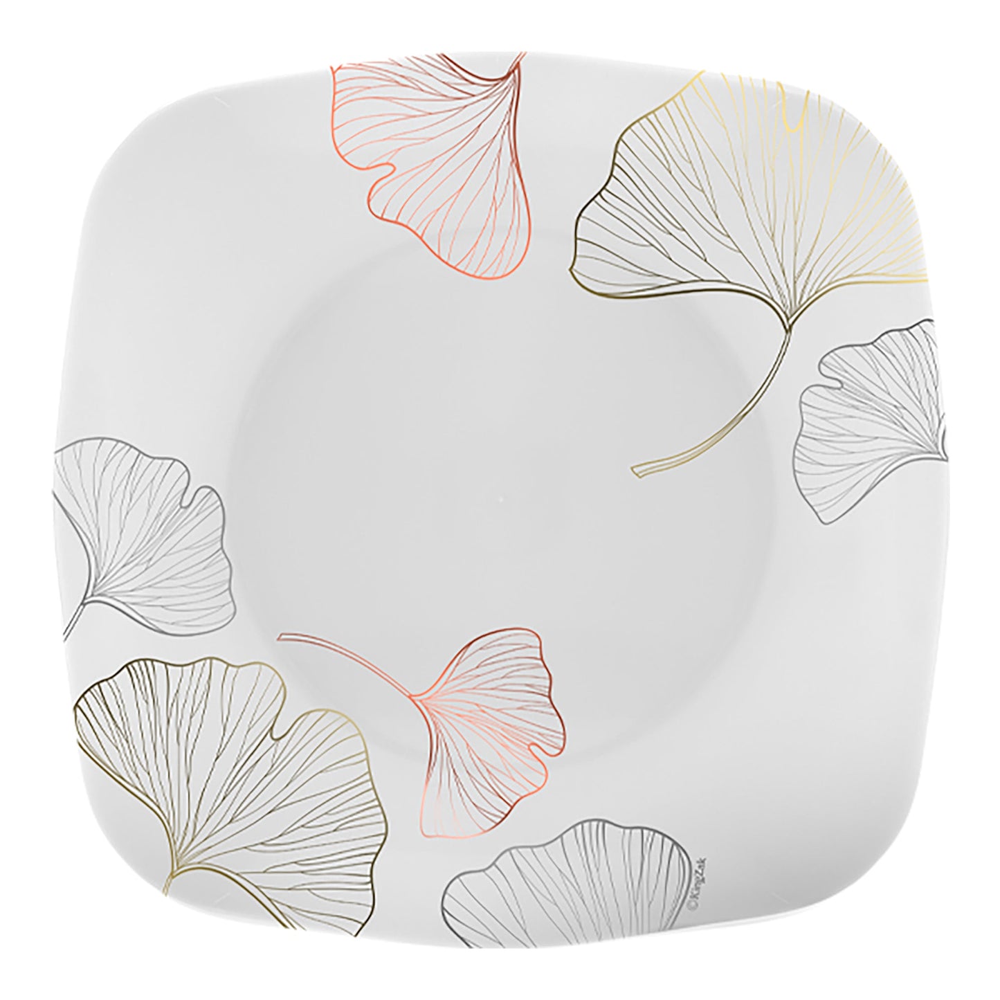 Gingko Premium Plastic Retro Square Dinner Plate