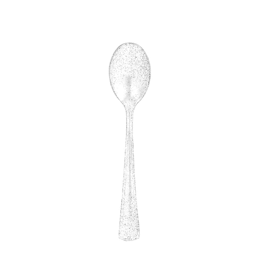 Glitter Premium Plastic Cutlery Combo - Sliver Spoon