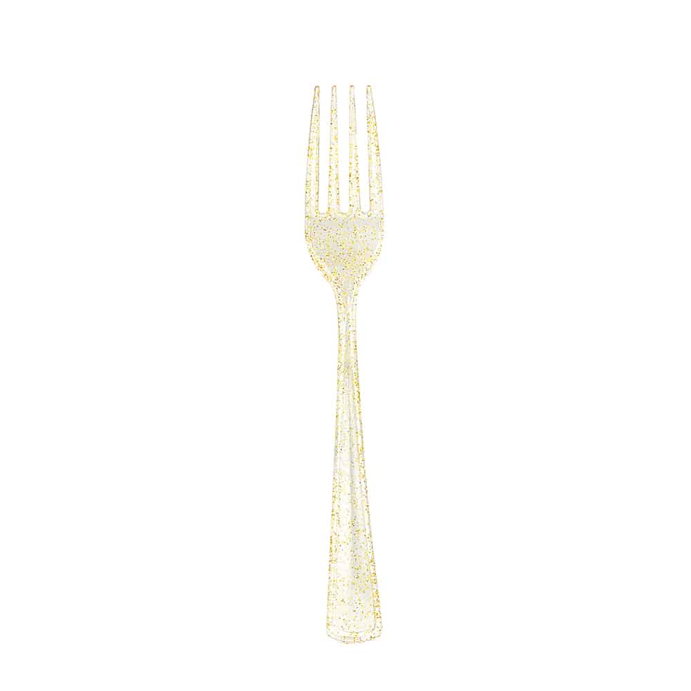 Glitter Premium Plastic Cutlery Combo - Gold Fork