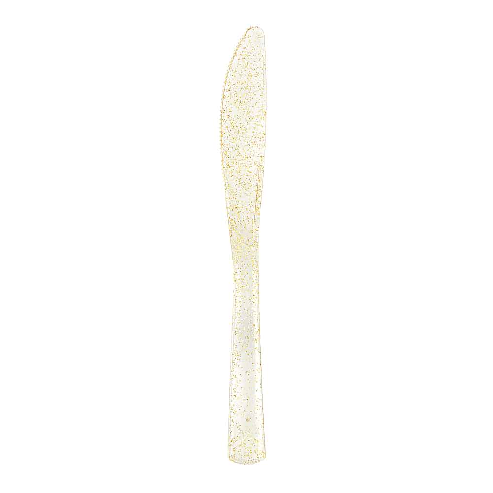 Glitter Premium Plastic Cutlery Combo - Gold Knife