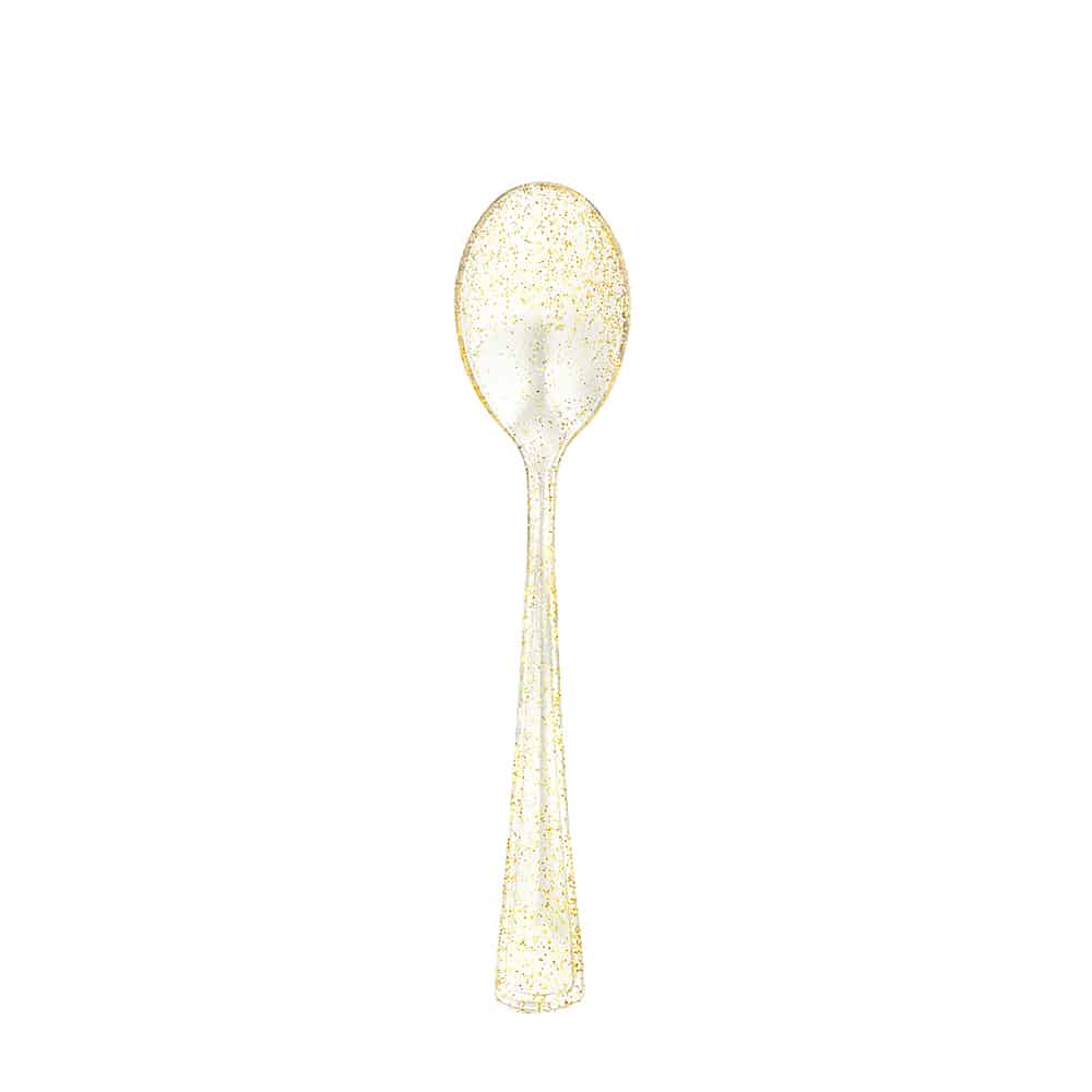 Glitter Premium Plastic Cutlery Combo - Gold Spoon