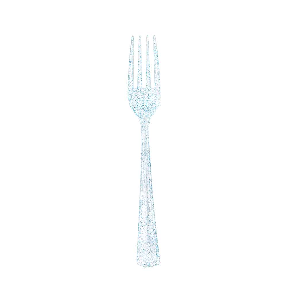 Glitter Premium Plastic Cutlery Combo - Blue Fork