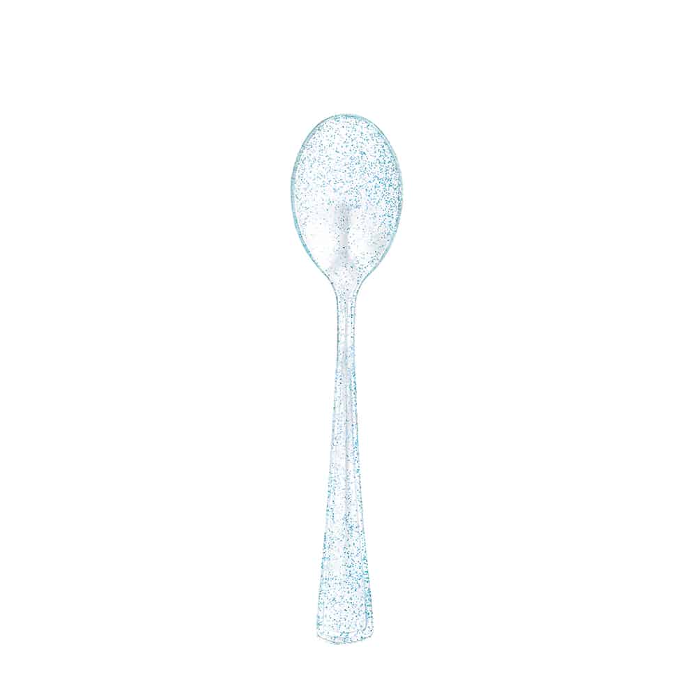 Glitter Premium Plastic Cutlery Combo - Blue Spoon