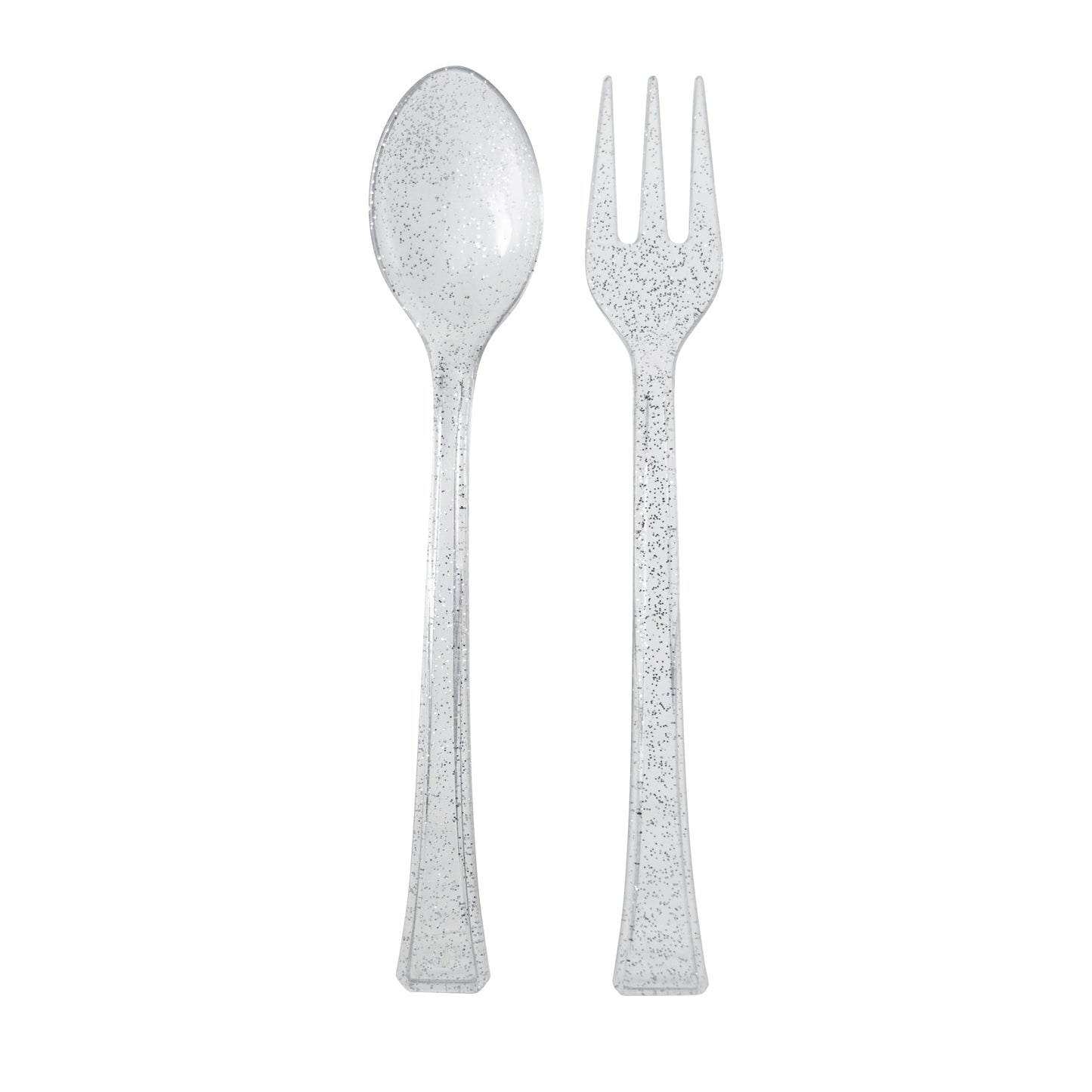 Mini Sliver Glitter Premium Plastic Forks & Spoons - King Zak