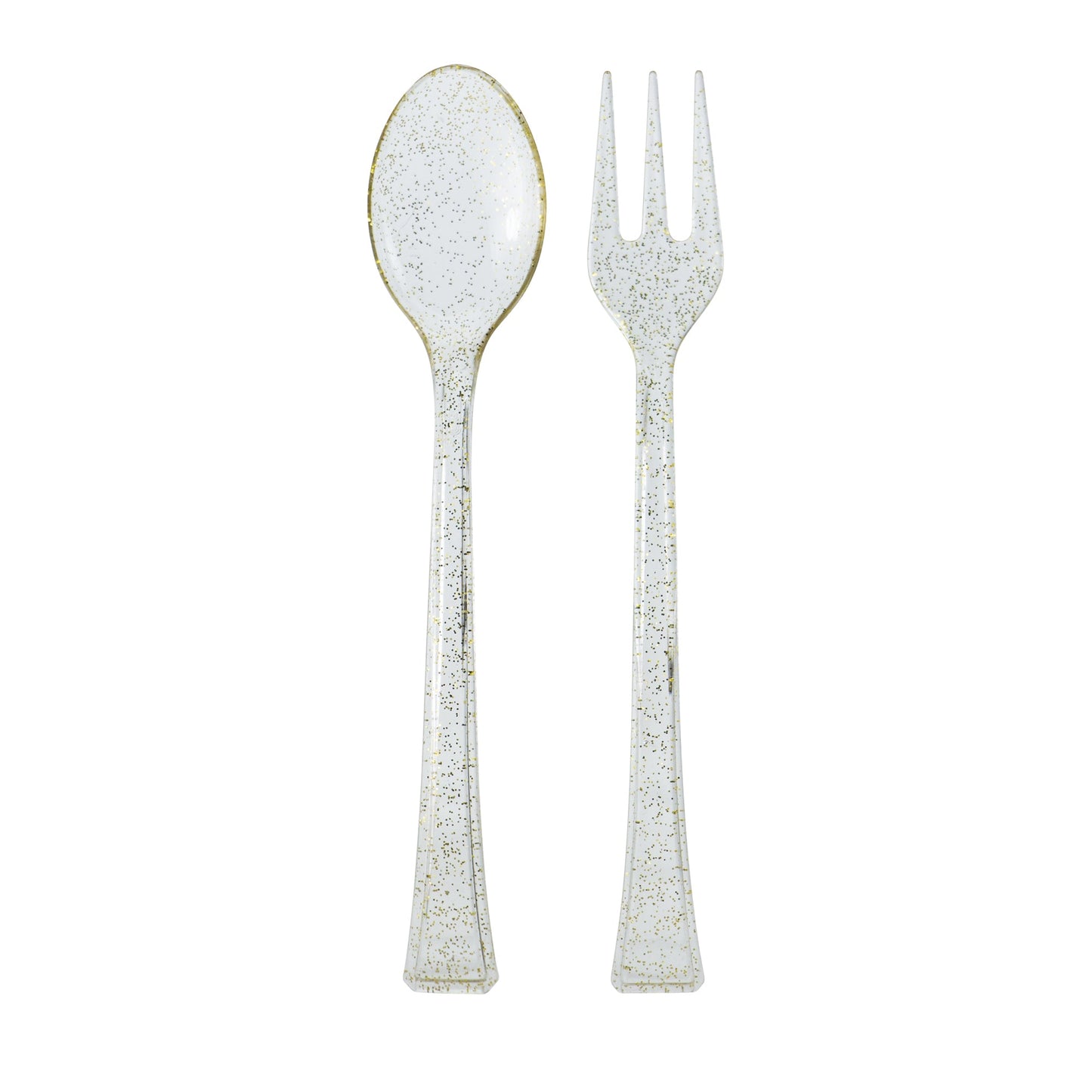 Mini Gold Glitter Premium Plastic Forks & Spoons - King Zak