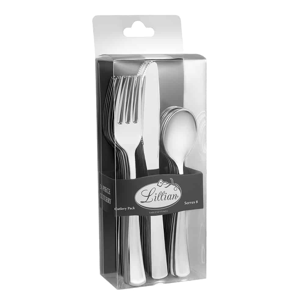 Polished Metallic Premium Plastic Cutlery Combo - King Zak