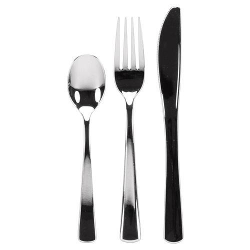 Polished Metallic Premium Plastic Cutlery Combo