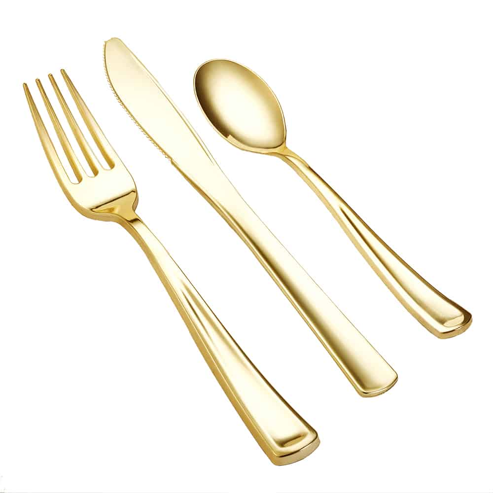 Polished Metallic Premium Plastic Cutlery Combo - King Zak