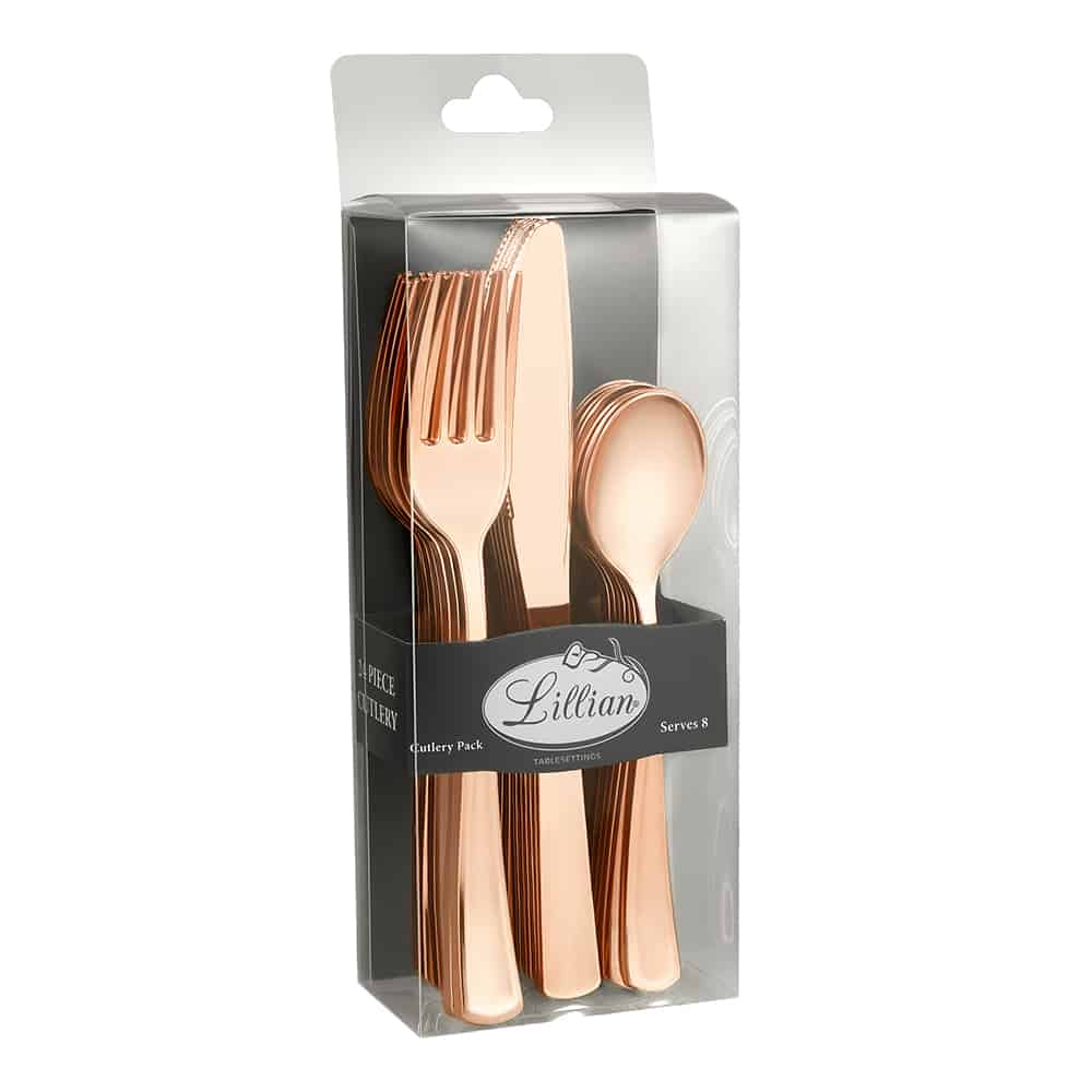 Polished Metallic Premium Plastic Cutlery Combo - King Zak