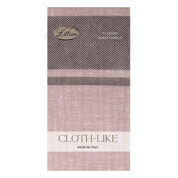 Pack of Lillian guest towels with striped design on a white background
