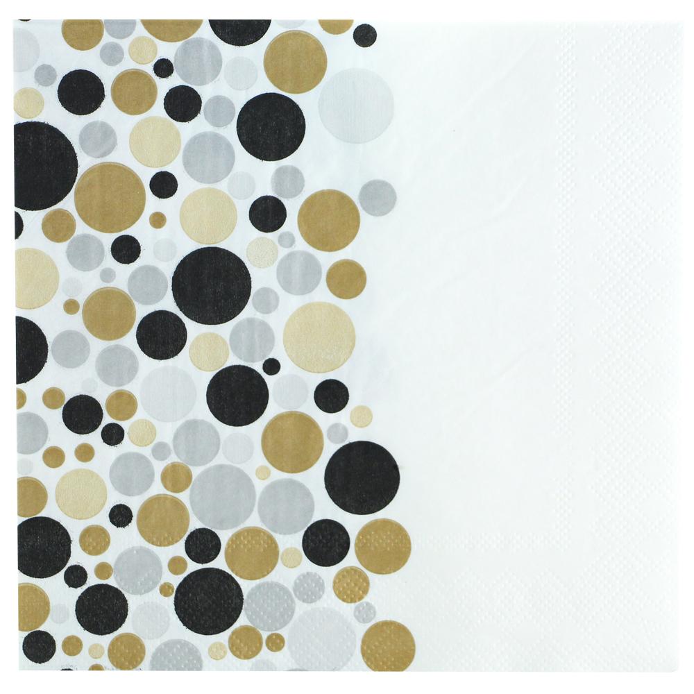 Lunch Napkin / Sliver and Gold Dots