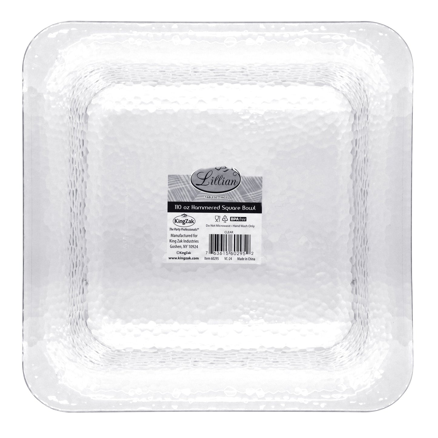 Clear Hammered Square Plasticware - King Zak